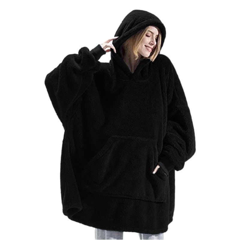 Picture of Cross-border Amazon Autumn and Winter Comfortable Loose Double-sided Fleece Hoodie Thickened Wearable Blanket Couple's New Home Clothes