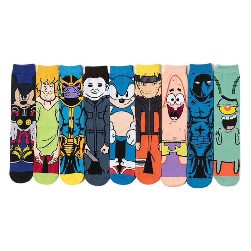 Men's European and American Combed Cross-Border Trendy Socks Mid-Tube Cartoon Animation Spring, Autumn and Winter Socks Women's Trendy Wholesale Socks