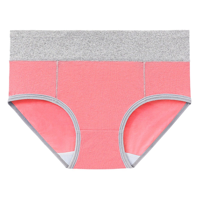 Cross-border large size color matching simple waist briefs cotton fat hip spot women's underwear waist foreign trade women
