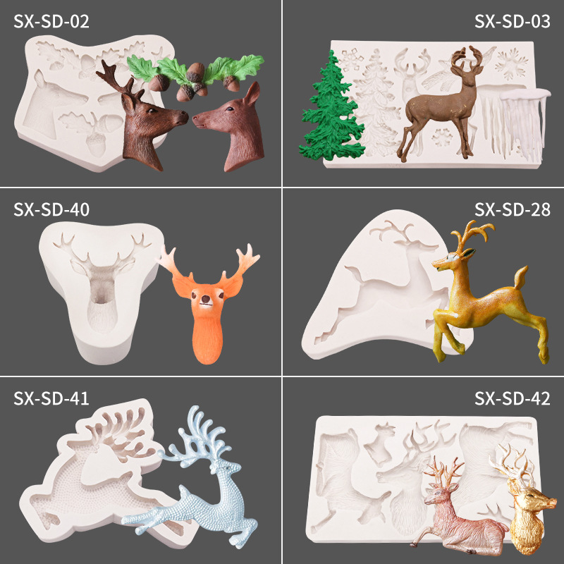 Sanxin Elk Flip Sugar Silicone Christmas Cake Mold Chocolate Decoration Mold DIY Baking Utensils