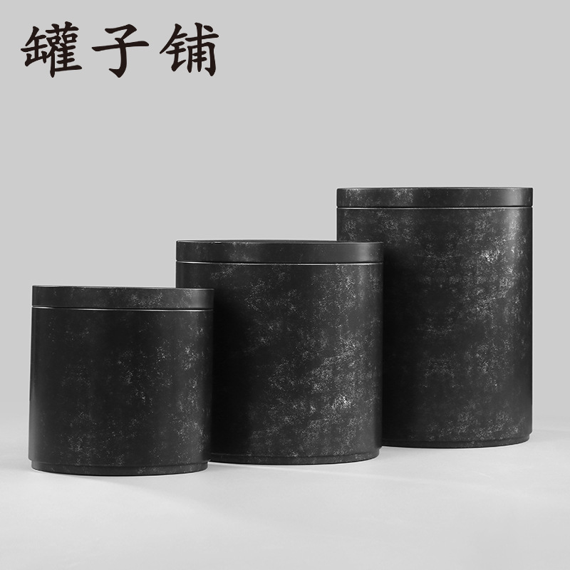 Tinplate canned loose tea barrel round vintage iron can tea can iron box food storage metal spot batch