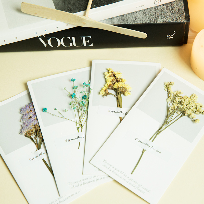 Creative Thank You Card, Small Fresh Eternal Flower, Dried Flower, Real Flower Card, Valentine's Day Greeting Card, Teacher's Day Card