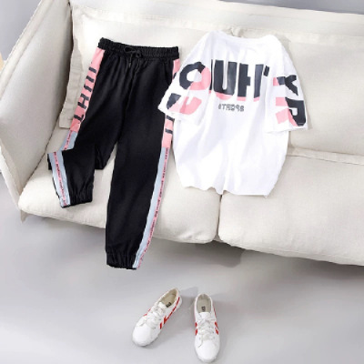 Sports suit Women's Spring and Summer 2024 New Korean-style Hip Hop BF Loose Slimming Casual Two-piece Fashionable