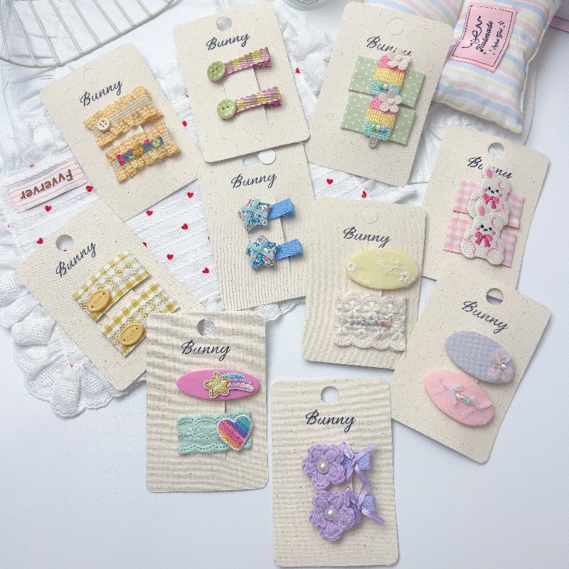Simple New Korean Style Fresh Embroidered Plaid Cute Flower Plaid All-match Pastoral Floral BB Clip Children's Hairpin