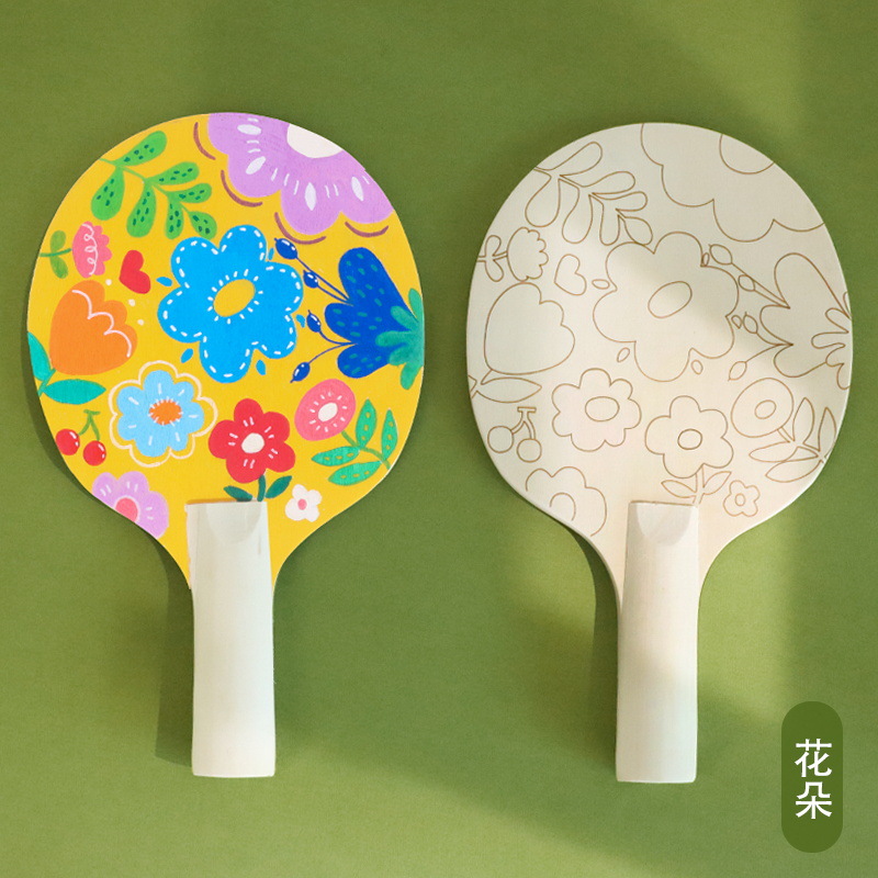 Picture of Board badminton racket suit children hand-painted graffiti diy material package Cricket indoor three-hair racket shuttlecock shuttlecock racket