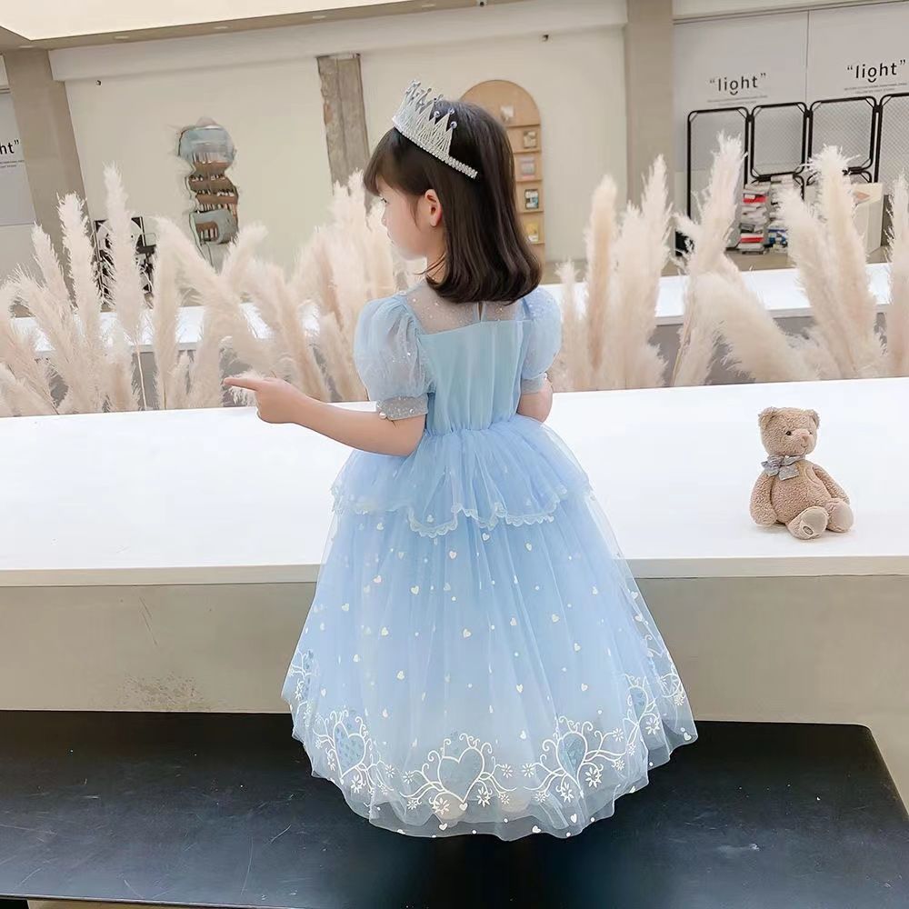 Picture of Girls Elsa Princess Dress Summer Dress Short Sleeve Frozen Elsa dress Long Birthday Dress New Dress