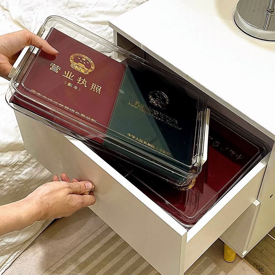 Picture of Paper storage and organizing artifact large capacity transparent plastic household registration book junior high school graduation certificate a4 file storage box