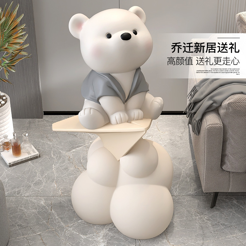 Picture of Creative Bear Moving Gift Large Floor-Standing Ornaments Living Room Tv Cabinet Next to the Sofa Accessible Luxury Home Decorations