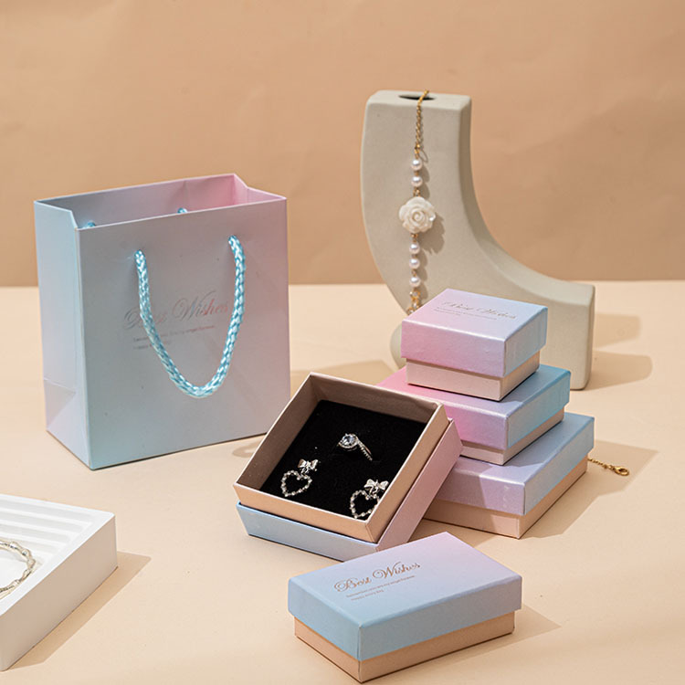 Pearlescent gradient pink jewelry packaging box jewelry storage paper box earrings bracelet bracelet necklace ring gift box