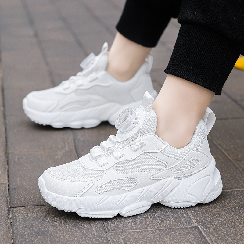 White Primary and Secondary School Students Single Mesh Sneakers Mesh White Shoes Boys and Girls White Shoes Summer Spring & Fall Shoes