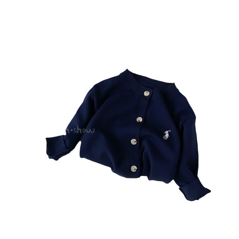 Picture of [in stock] Boys and girls winter striped cardigan children's sweater coat 2025 spring and autumn baby round neck