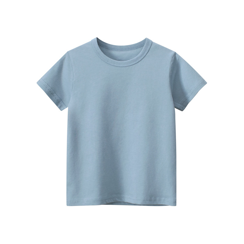Picture of 27Kids Kidsren's Clothing Summer 2025 Kidsren's Short-Sleeved T-Shirt Advertising Shirt Korean Style Pure Color Unpatterned Kidsren's Clothing