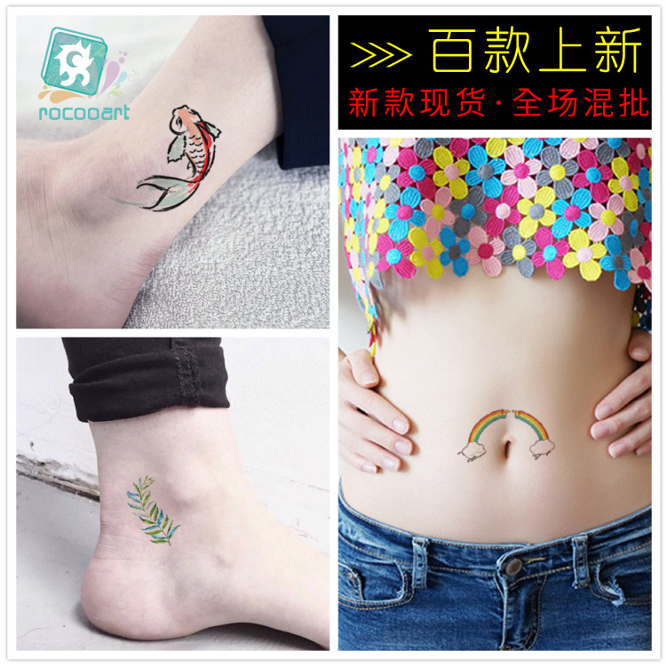 Koi personality waterproof tattoo stickers animal feathers rose small fresh small tattoo stickers in stock wholesale