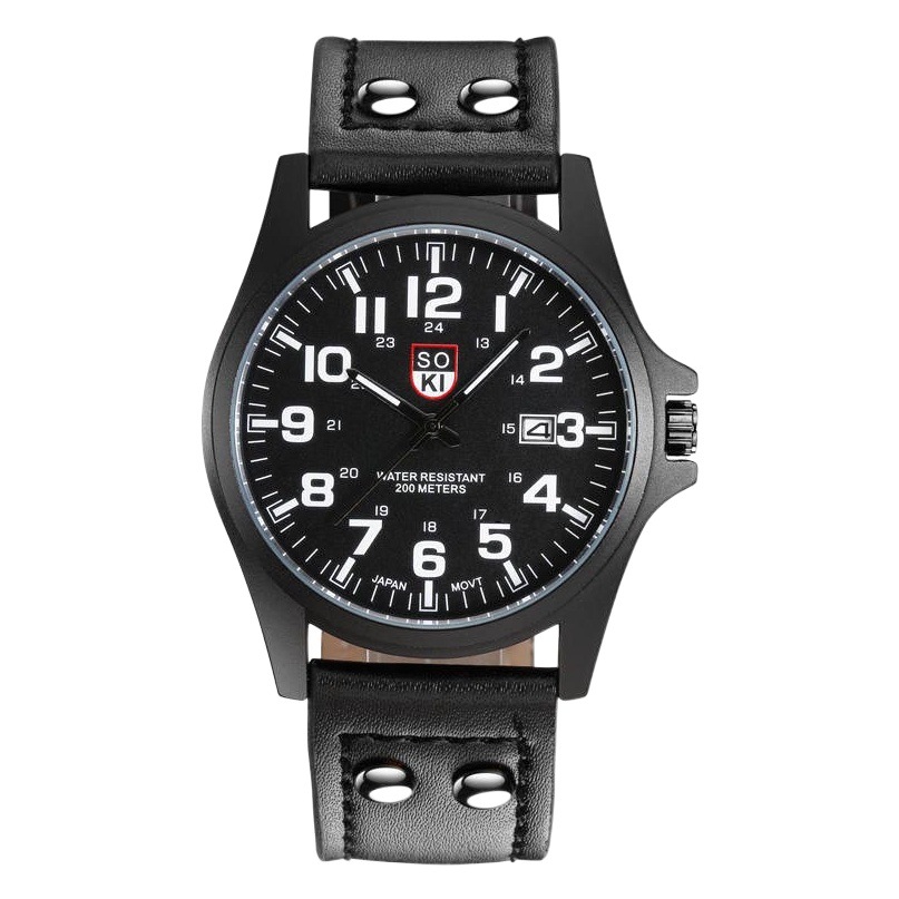 Manufacturer's Spot Special Price New Soki Casual Quartz Men's Watch Fashion Belt Military Watch Student Sports Watch Calendar