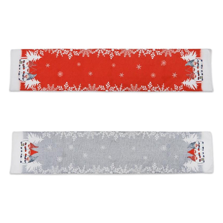 Amazon Christmas decorations red and gray cartoon printed tablecloth holiday hotel restaurant forest man doll table runner
