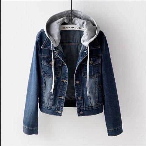 Picture of Denim Velvet Outwear for Women Winter 2025 K-Style Thickeneded Cotton Outwear Short Detachable Hooded Lamb Velvet Cotton Outwear for Women