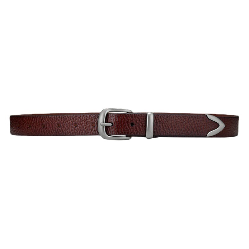 Handmade First-Layer Cowhide Belt for Women, Retro Vegetable Tanned Pure Cowhide Pin Buckle Men's Cargo Pants, Distressed Genuine Leather Trouser Belt