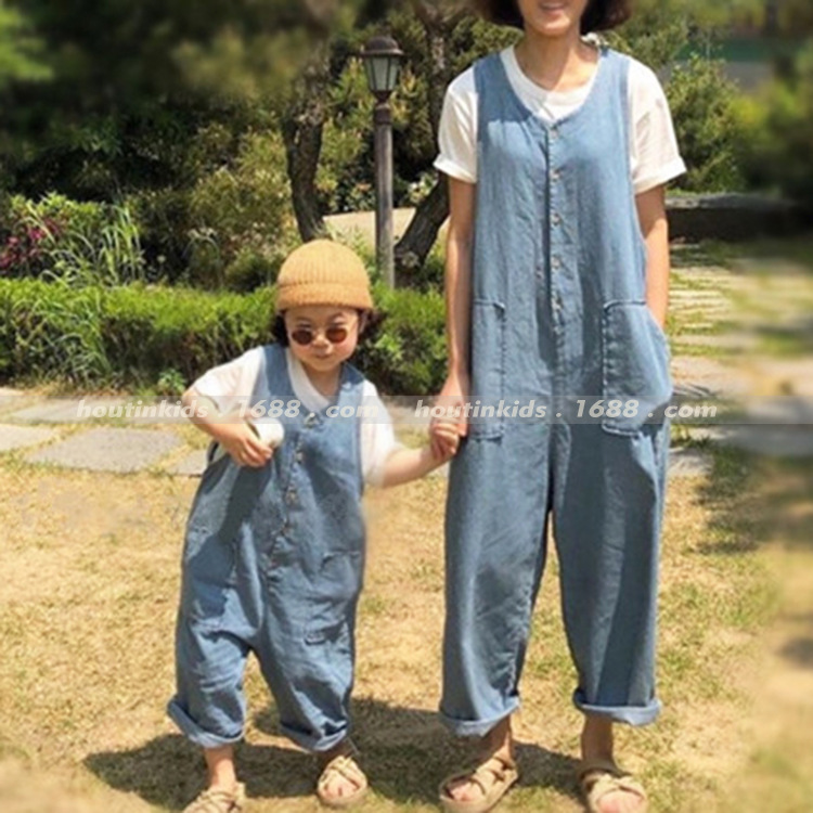 Picture of 2024 Children's Wear Spring and Summer Wear Korean Explosions Family Kid Wear Korean Fan Style Loose Style Thin Denim Jumpsuit