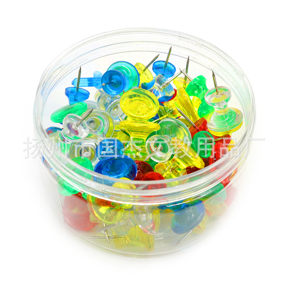 100 pieces of barrel-loaded large I-shaped nail color transparent color office cork board nail large I-shaped nail thumb push nail
