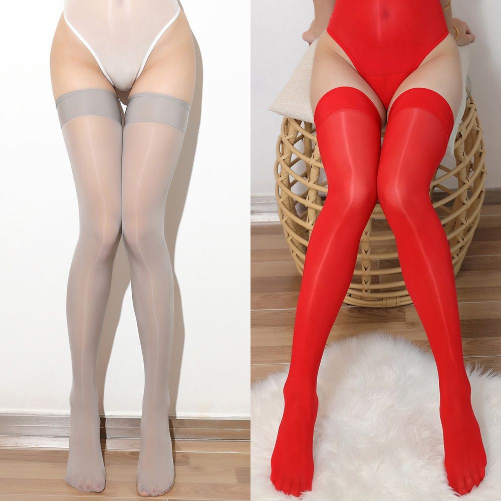 Picture of Oil bright stockings 8d oil light God pants stockings silky sexy red sexy thin blue red reflective knee socks