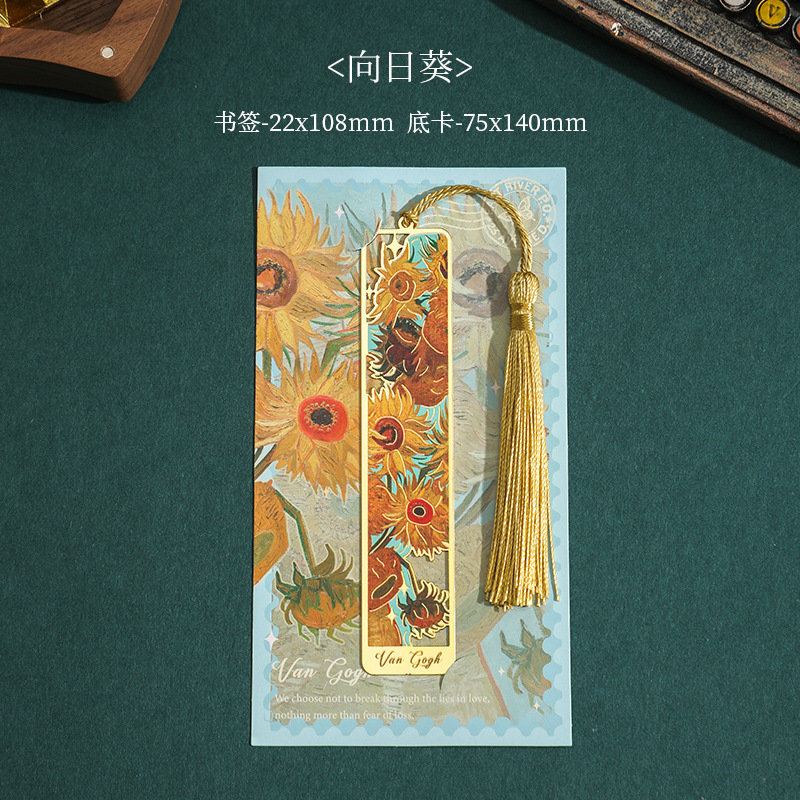 Picture of Yujian Eslite Flower Plumping Series Bookmark Creative Retro Famous Painting Metal Handbook Pendant Reading Book Holder