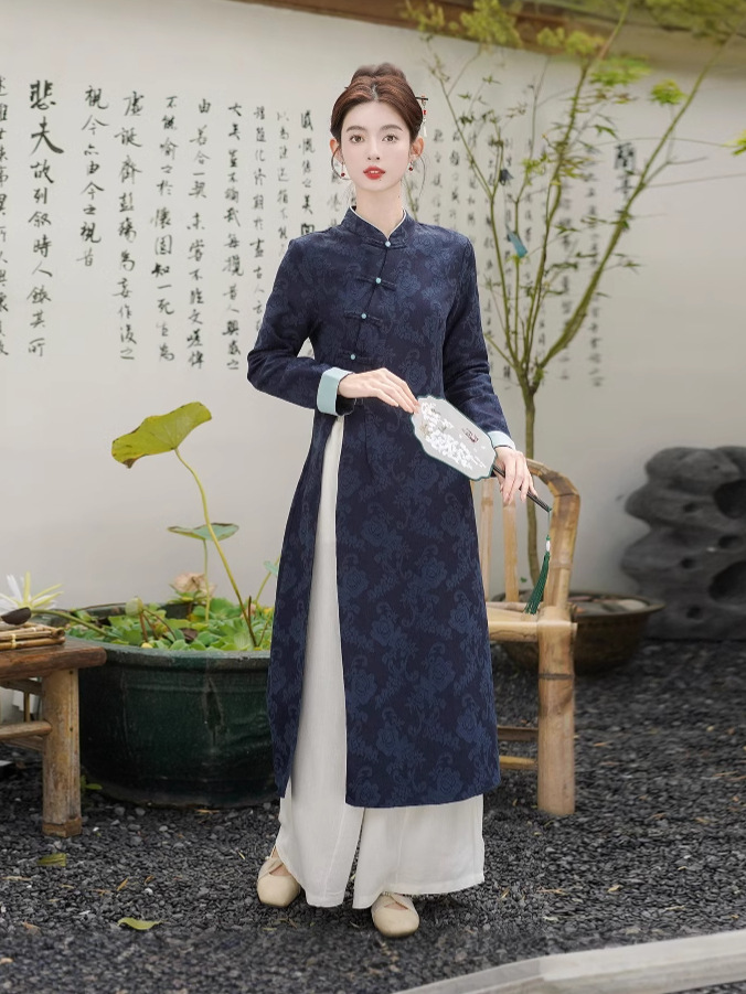 Picture of Spring and Autumn New Chinese Cheongsam dress Women's Tea Clothing Tea Art Clothing suit Zen Zen Clothing Chinese Style Tang Suit Women's Clothing
