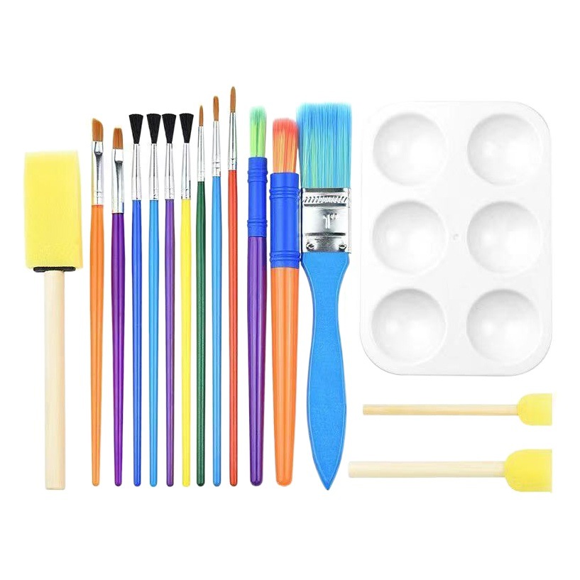 Cross-Border 16-piece sponge painting brush graffiti painting brush painting suit children graffiti brush sponge suit Painting materials