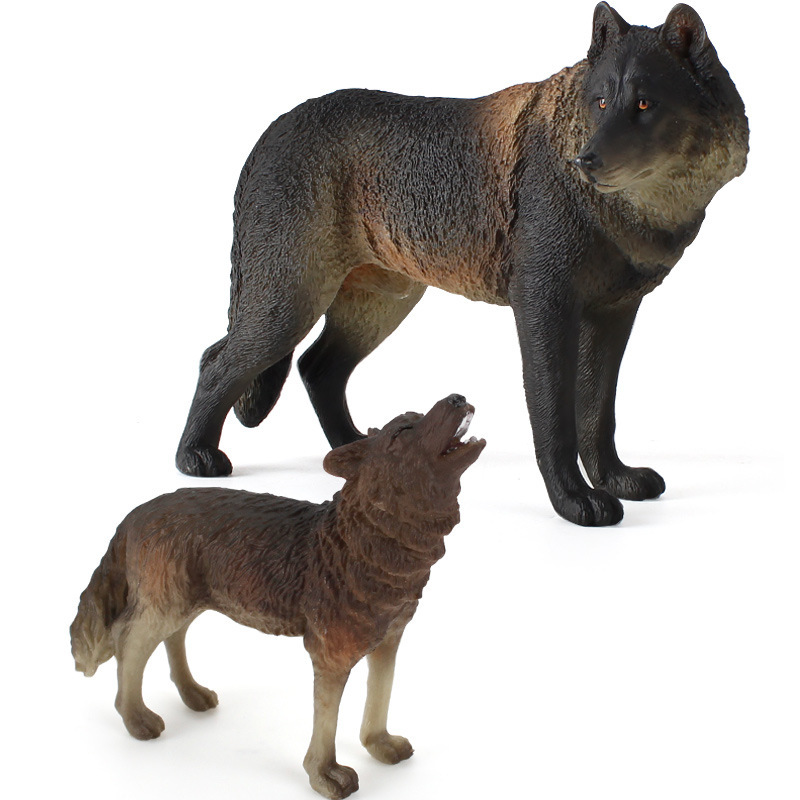 Picture of Solid simulation wild animal wolf model roaring Wolf big gray wolf children's hand toy early education cognitive ornaments