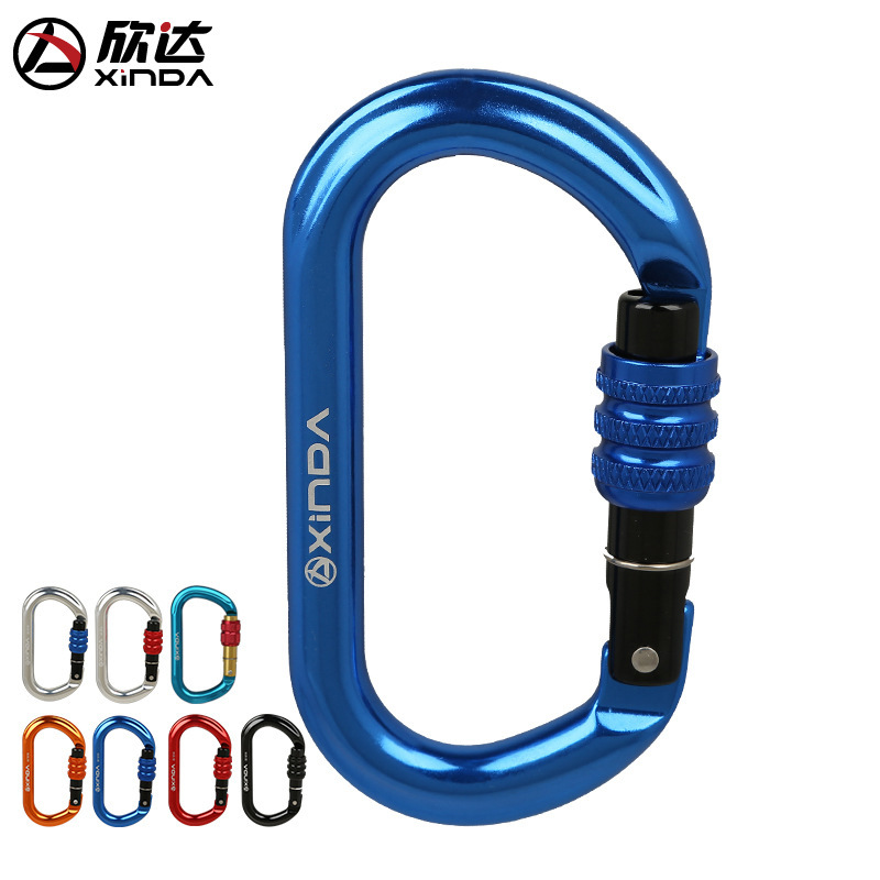 Picture of Xinda/Xinda O-Shaped Thread Buckle Main Lock Outdoor Rock Climbing Main Lock Safety Main Lock Carabiner Quick Release Lock Equipment