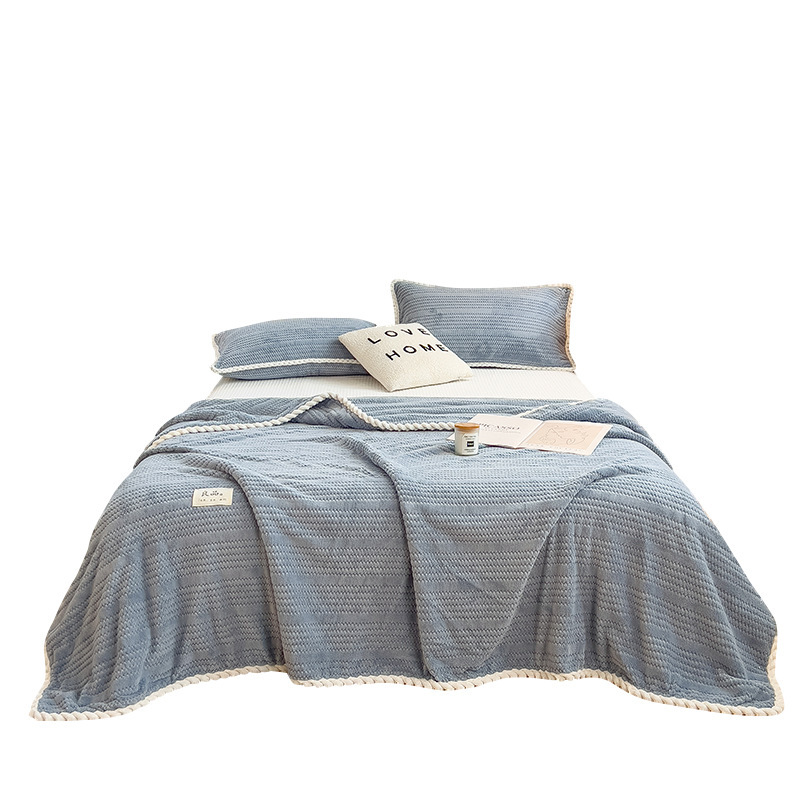 Picture of Cross-border Autumn and Winter Thickened Class A Milk Fleece Jacquard Blanket Office Nap Blanket Coral Fleece Cover Blanket Sofa Blanket