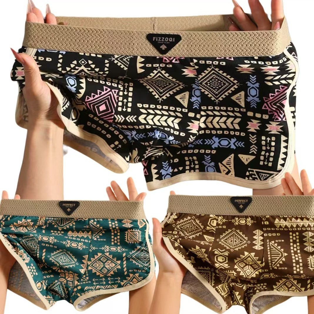 American Style Retro Ethnic Style Men's Underwear Cotton Amaya Boxers Breathable Boxers Fashionable Shorts Underpants