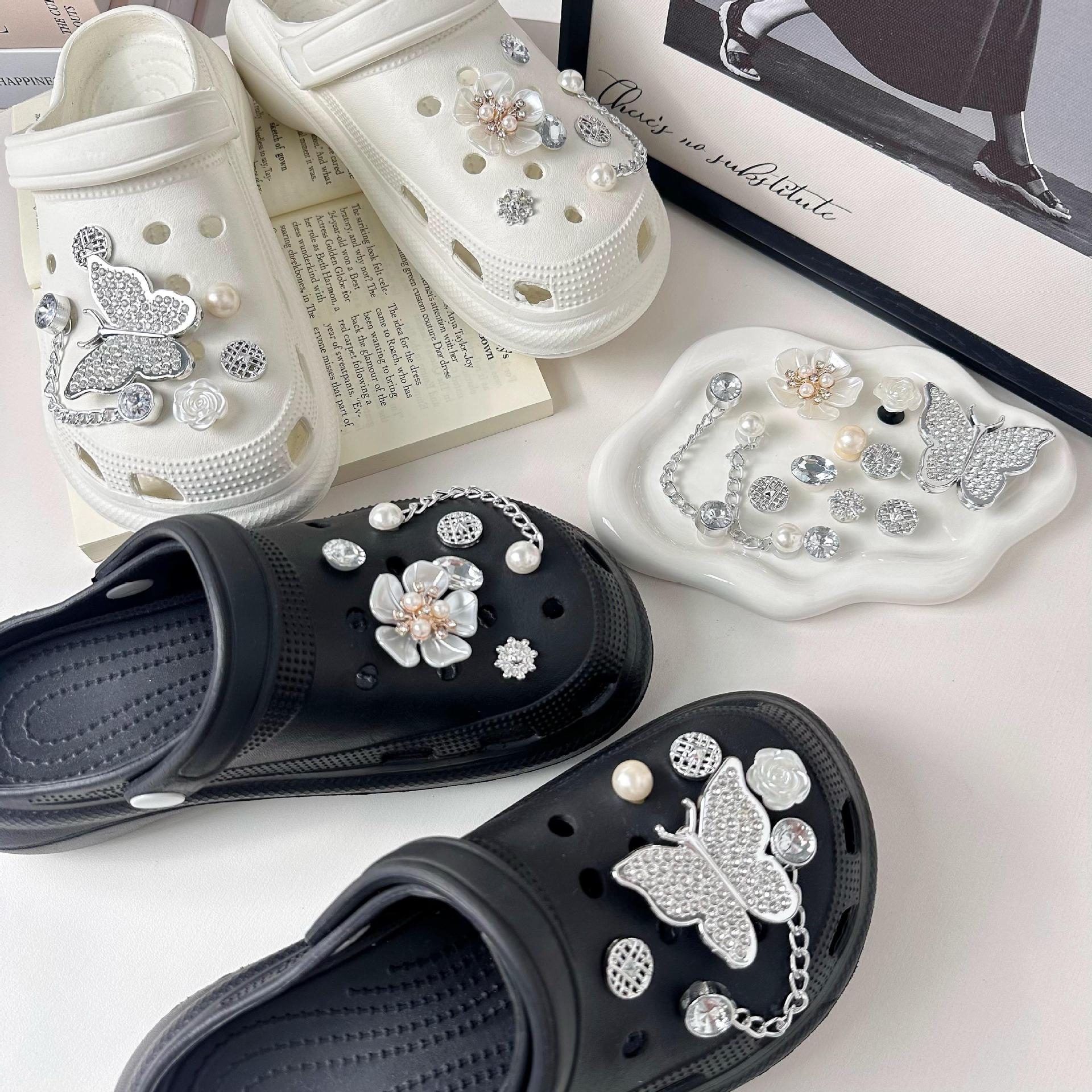 Hole Shoes Shoes Flower DIY Decorative Buckle Ins tiktok Hot Sale silver Series High-grade Rhinestone Chain Shoe Buckle