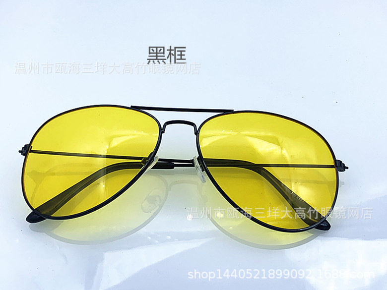 Picture of 3026 Metal Night Vision Goggles Driver Night Vision Goggles Pilot Sunglasses Toad Mirror Clear Gold Edge Large Frame