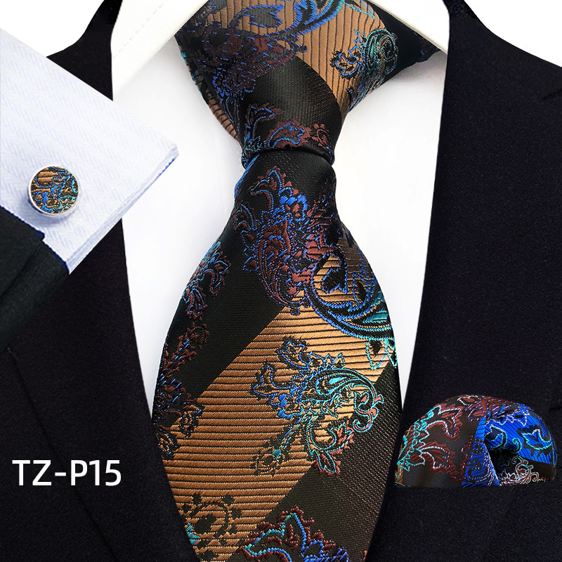 Picture of New tie men's business banquet formal dress wedding pattern green hand tie polyester jacquard fabric wholesale