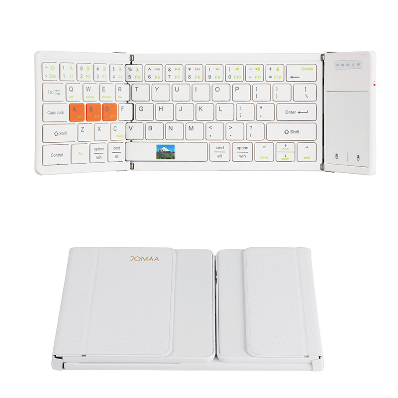 Picture of Three Channel Bluetooth Folding Keyboard Portable Rechargeable Mute Keypad Win/iOS/Android/Mac