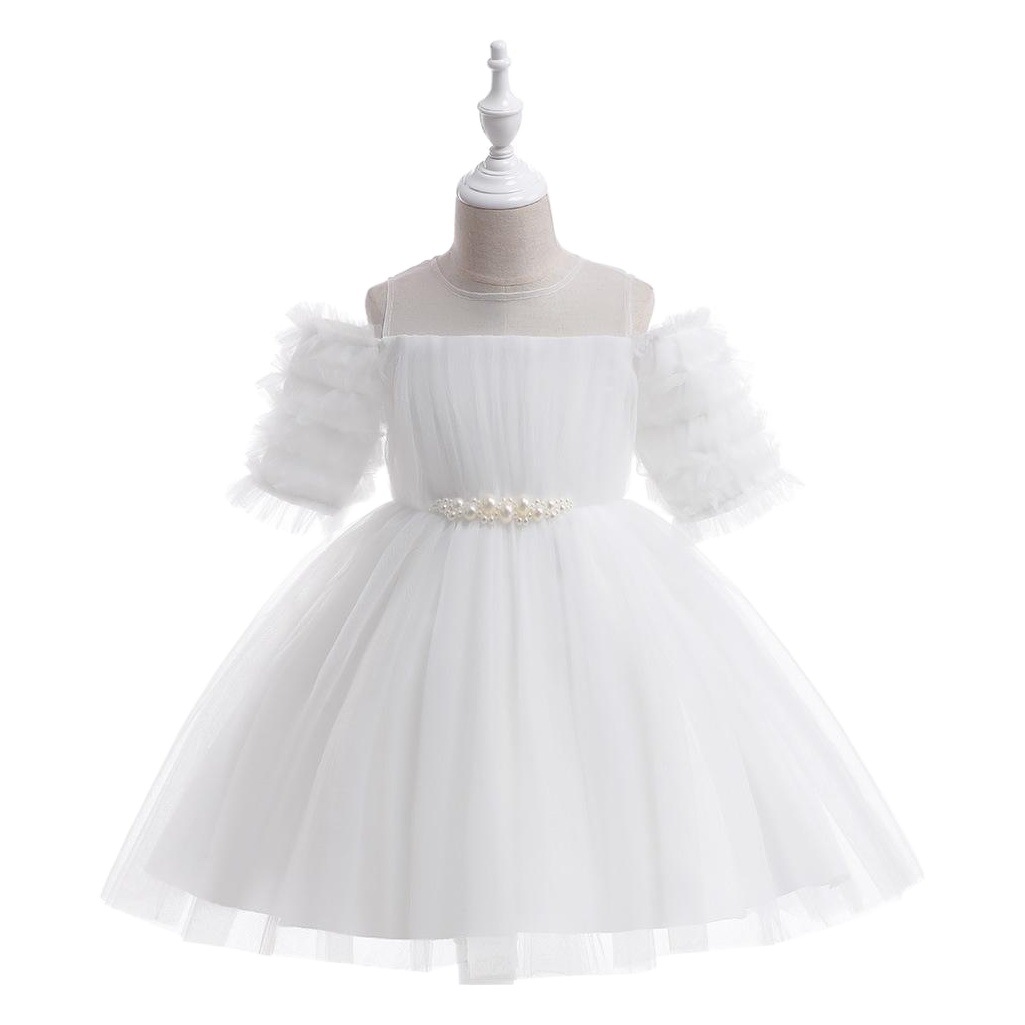 Children's dress women's 2024 new off-shoulder flower girl's pettiskirt birthday evening dress performance catwalk dress