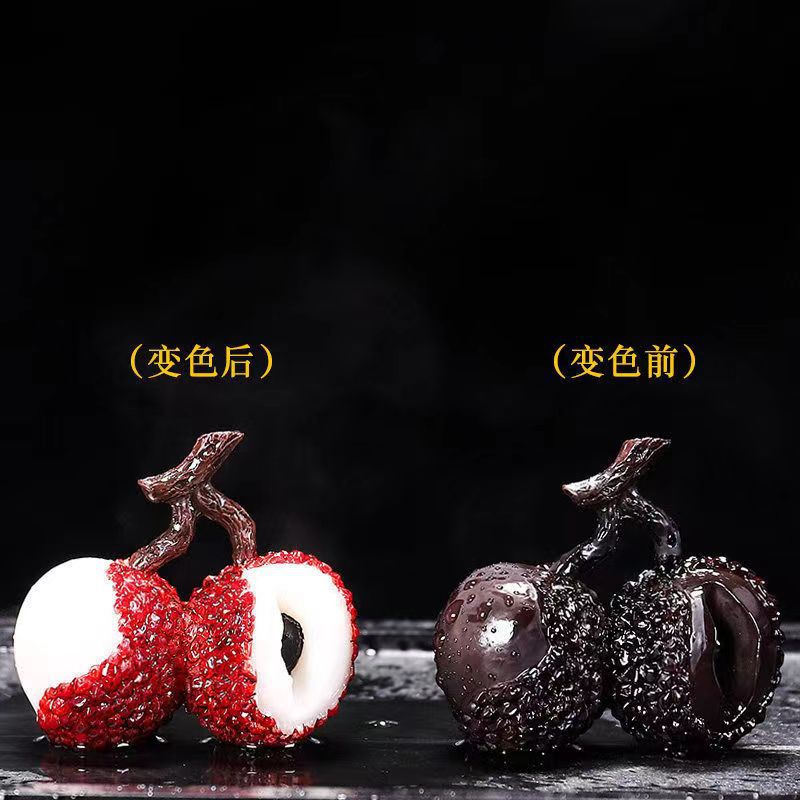 Picture of Tea pet small ornaments color change litchi fruit Bayberry golden toad tea table tea play creative tea table ornaments tea set ornaments