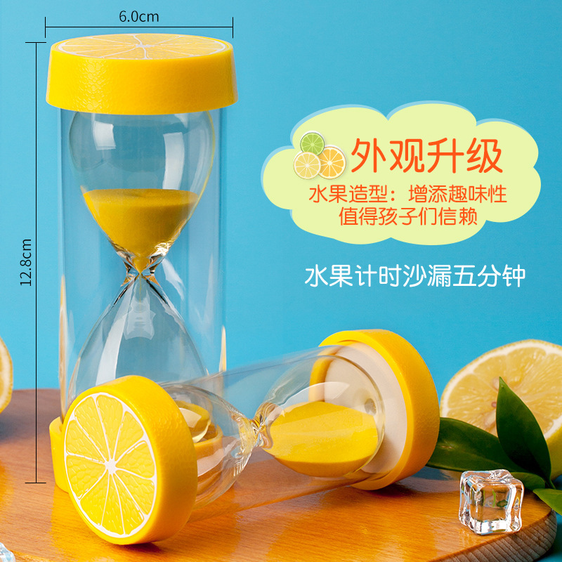 Picture of Glass Transparent Timer Creative Decompression Home Living Room Desktop Decoration Fruit Hourglass Sand Bottle Decoration Supplies
