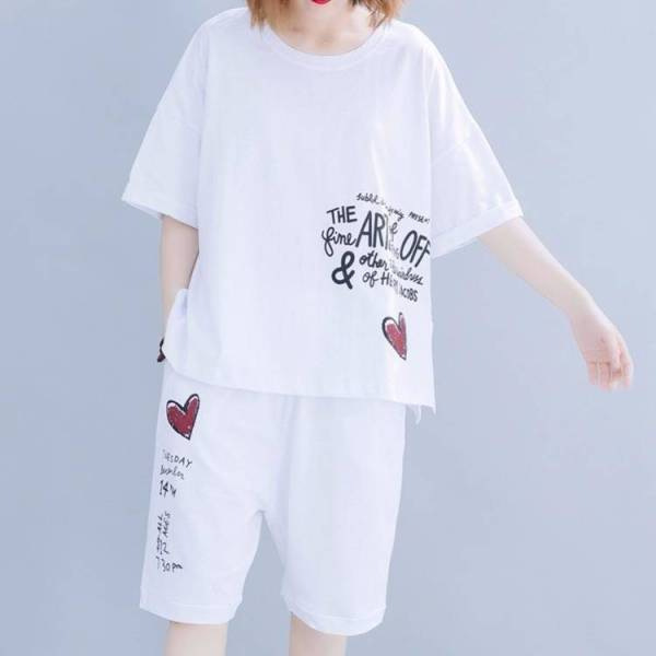 Picture of Foreign Trade Southeast Asia Large Size Set Summer New Short-sleeved T-shirt Women's Slimming Loose Casual Shorts Two-piece Set for Women