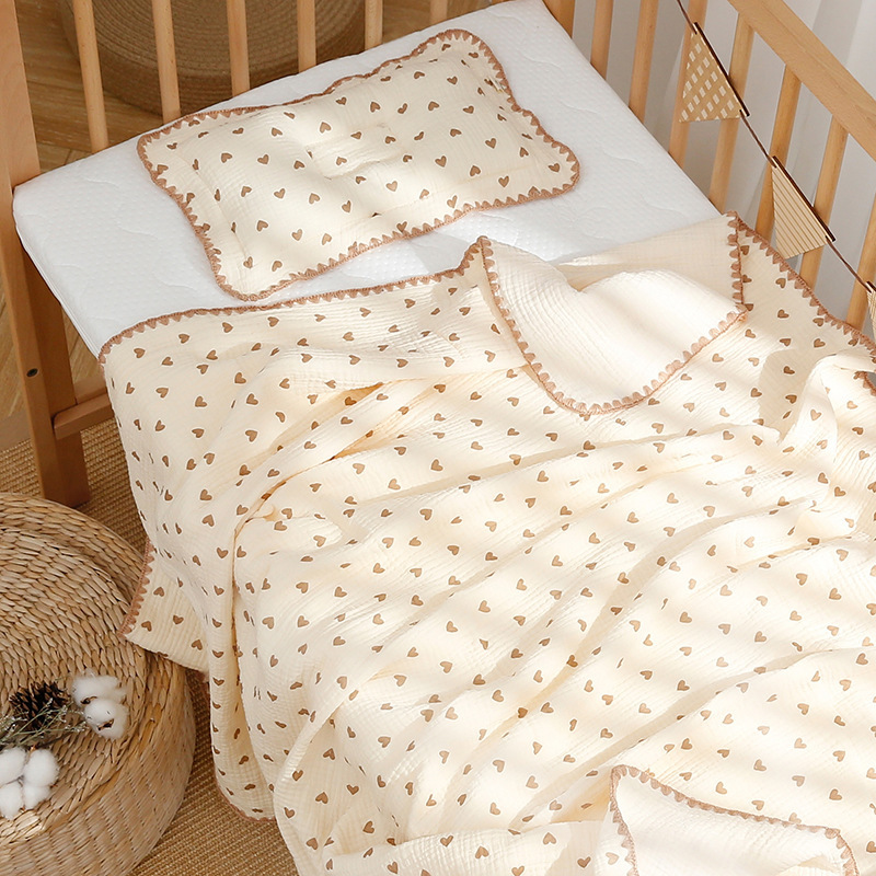 Picture of Summer double-layer four-layer gauze baby bag single class a air-conditioned room newborn blanket baby cartoon baby bag