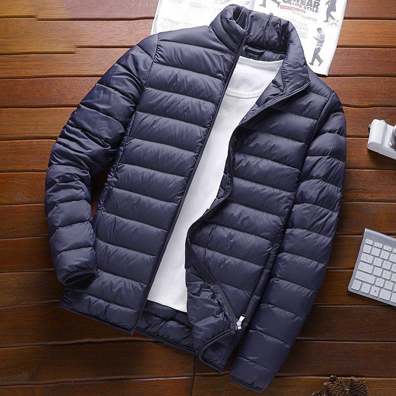 Picture of Handle Autumn and Winter Light Down Cotton-padded Jacket Men's Short Vertical Collar Hooded Middle-aged and Elderly Light Thin Broken Coat