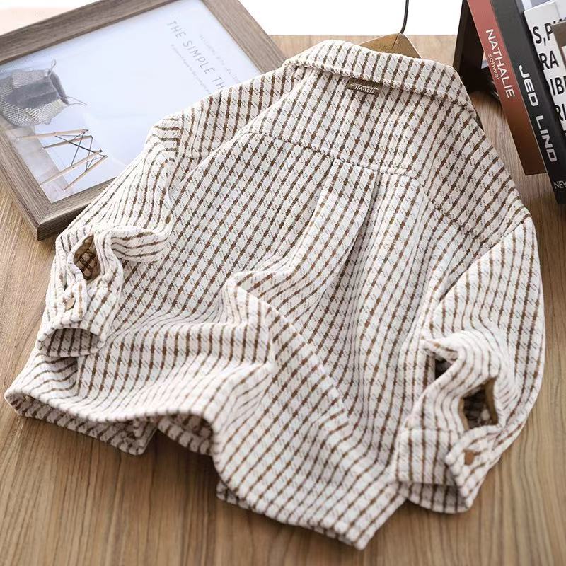 Picture of Boys Coat Autumn Coat Large Children Plaid Shirt Long Sleeve 2025 New Boys Casual Autumn Outer Wear Top