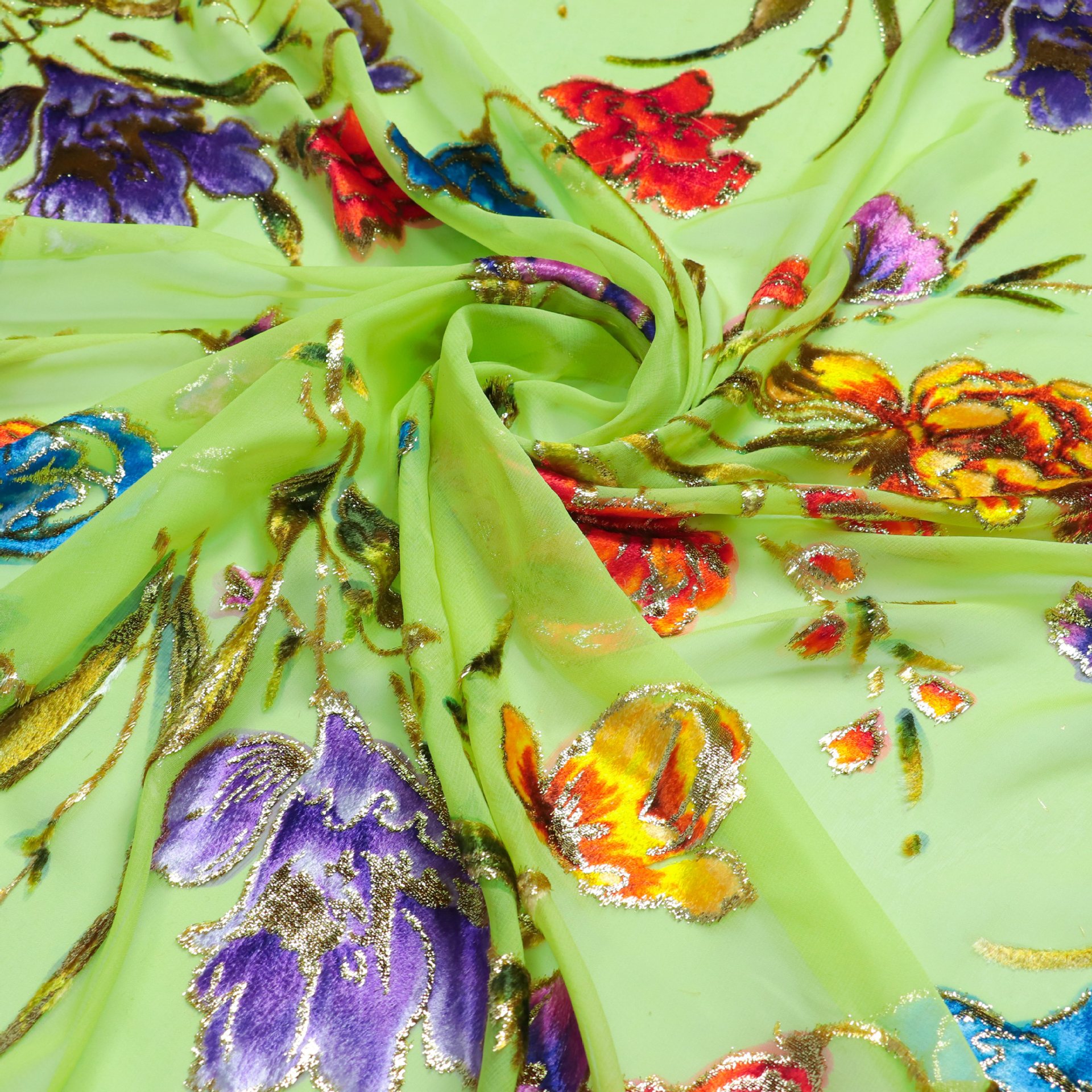 Picture of Factory Wholesale Silk Positioning Hand-Painted Jacquard Velvet Bright Silk Woven Velvet Velvet Fabric Dress Cheongsam Fabric