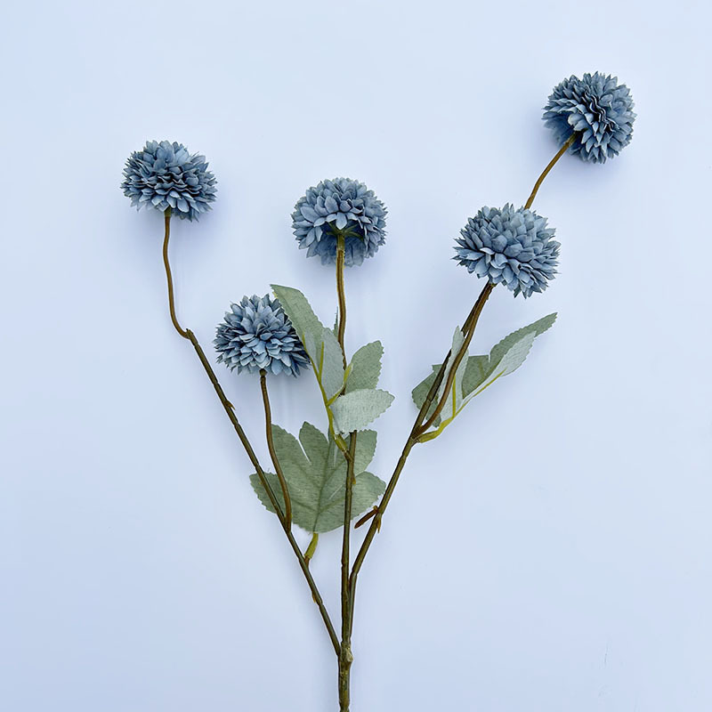 Picture of Simulation of 5 autumn dandelion ball chrysanthemum 5 small onion ball wedding home decoration bouquet soft photography props pu