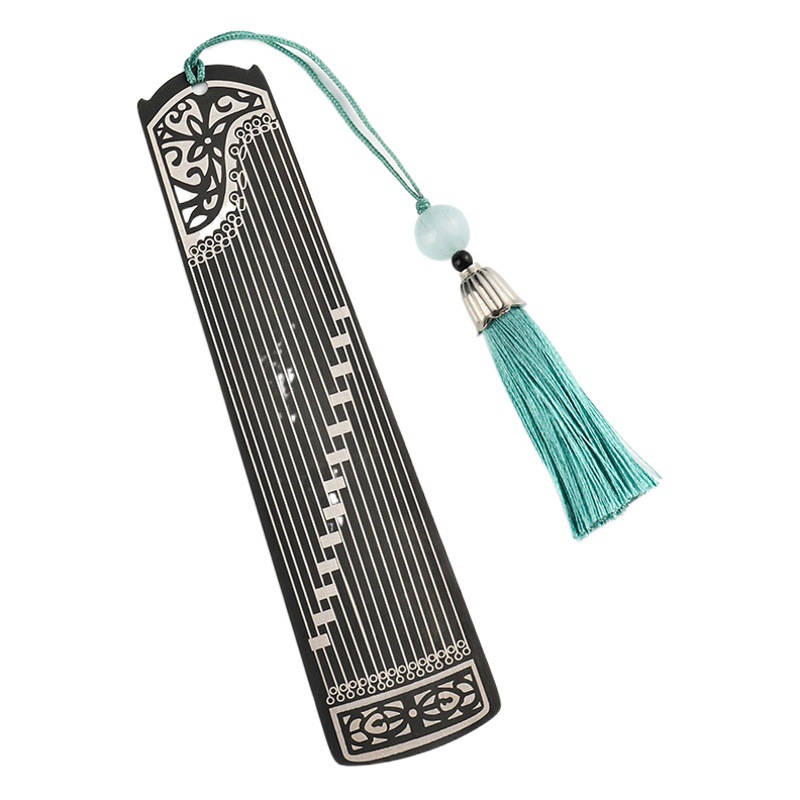 S classical musical instrument bookmark Chinese style metal plowing reading stainless steel bookmark lettering National style creative gift