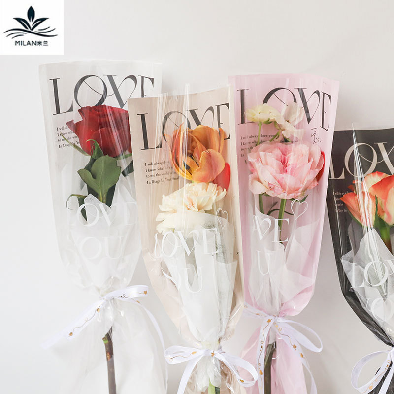 Small fresh bouquet single bag flower wrapping paper Valentine's Day love roses multi-bag flower shop materials wholesale