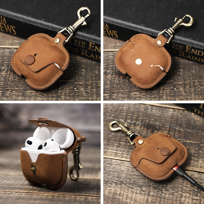 Picture of Suitable for airpods3 Protective Case Leather Hanging Buckle Portable Drop-resistant Apple Third Generation Bluetooth Headset Leather in stock