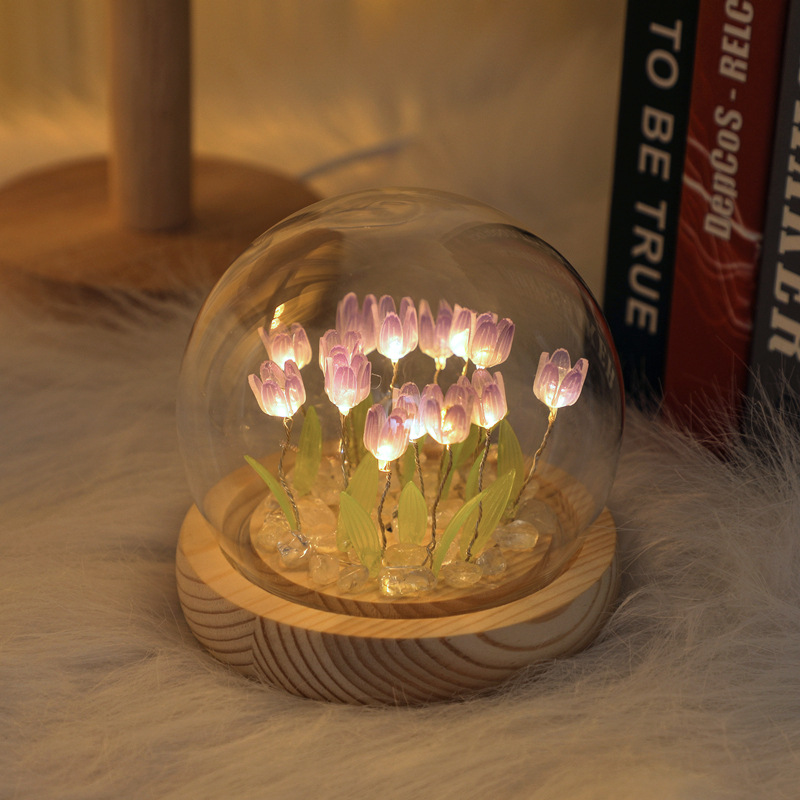 Picture of Tulip Night Light Handmade DIY Material Kit Creative Desktop Atmosphere Lamp Ornament Gift for Girls Mid-Autumn Festival Gift