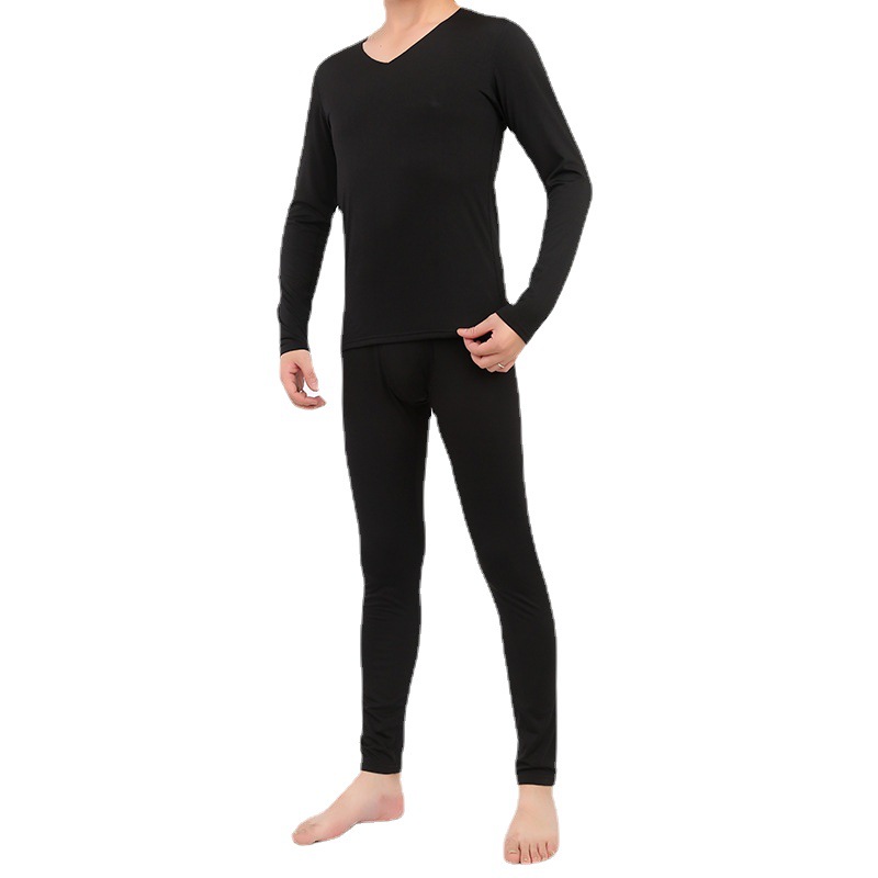 Picture of Winter seamless milk silk sanding thermal underwear men's V-neck suit velvet thin autumn clothes and trousers