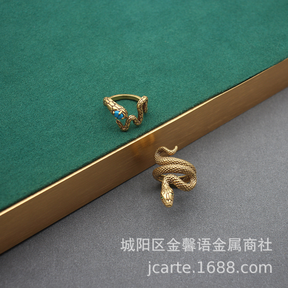 European and American Niche Copper Plated Real Gold Spirit Snake Ring Butterfly Ring Adjustable Jewelry Unique High-end Touch Jewelry